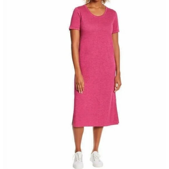 Jessica Simpson Raspberry Red Midi T-Shirt Casual Lounge Short Sleeve Dress XXL - Picture 1 of 7